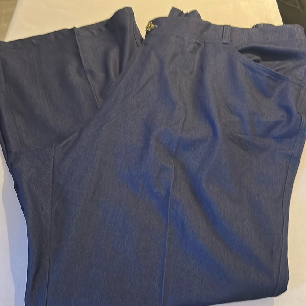 IMAN HSN Dark Chambray Dress Pants Pockets Belt Loops Gold NWOT sz 3X tall
